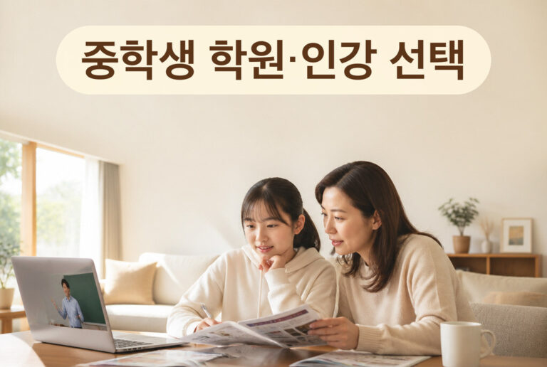 중학생 학원·인강 선택 기준, 과목별로 다르게 골랐어요 (세 아이 경험담)